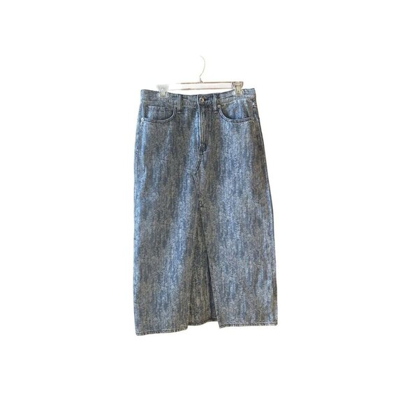 NEW Rag & Bone High Waisted Blue Denim front slit Midi Skirt Size 29 - Picture 2 of 9